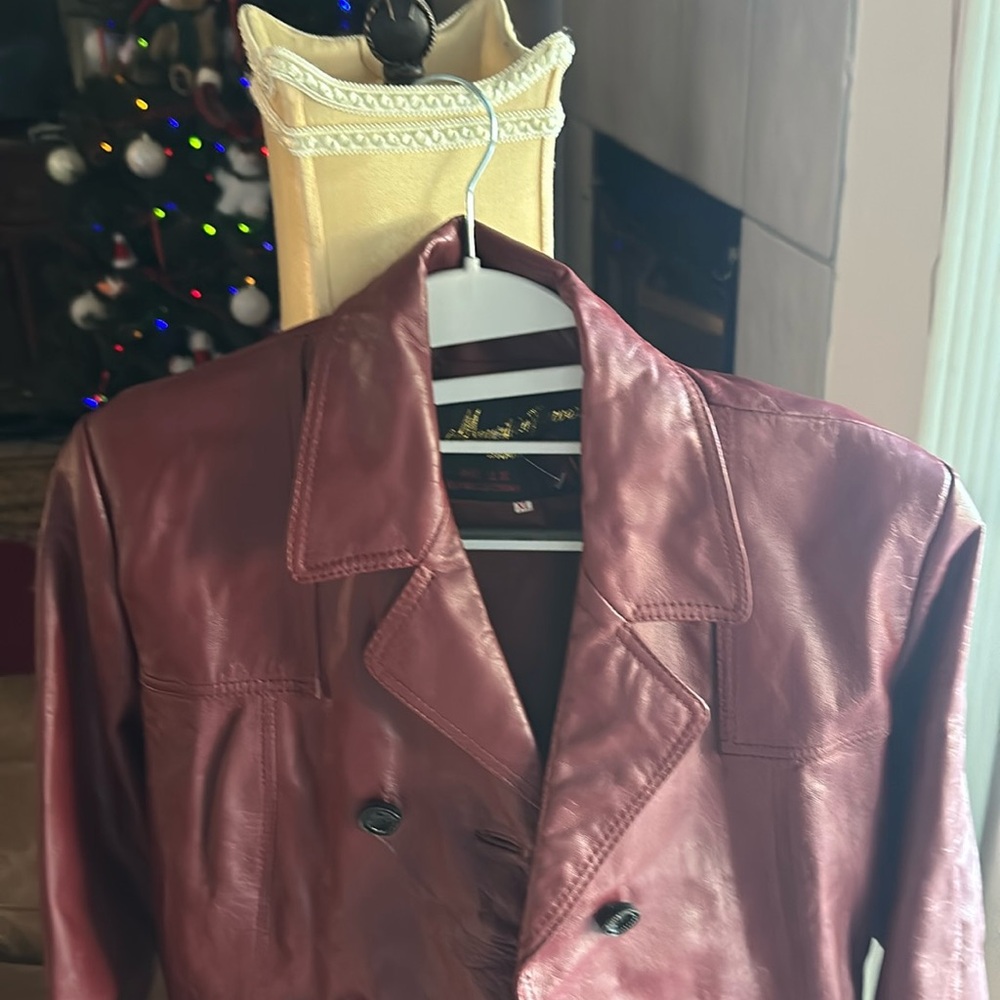 Leather long jacket
